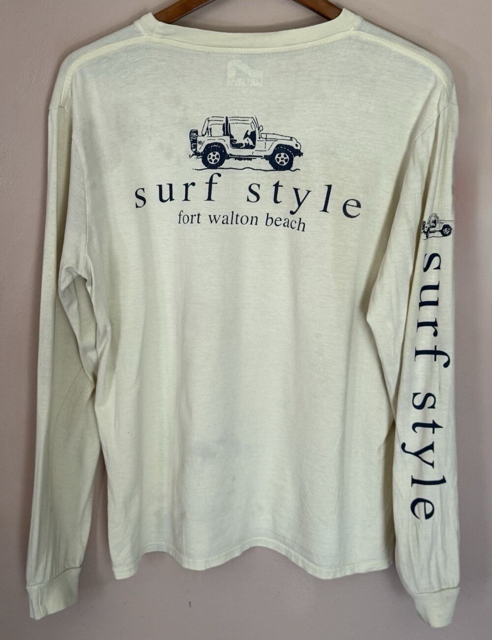 Surf Style Panama City Beach Jeep Graphic Long Sleeve T-Shirt Yellow Medium